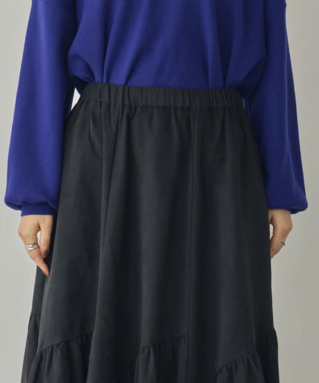 hunch ハンチ　PEACH-TONED BRUSHED FABRIC TIERED SKIRT　WQN5399