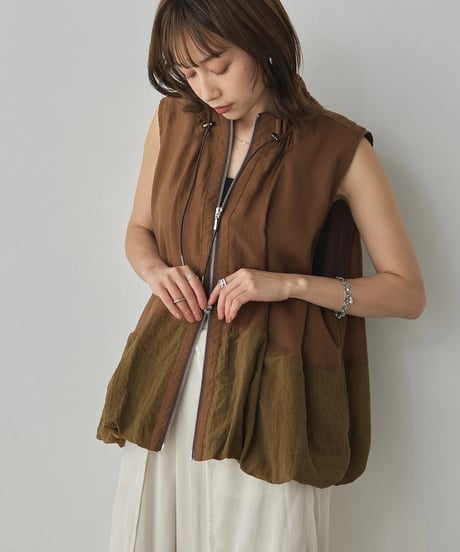 hunch ハンチ  DOCKING BALLOON DESIGN VEST セルロース ナイロン デザインベスト　WDN5313