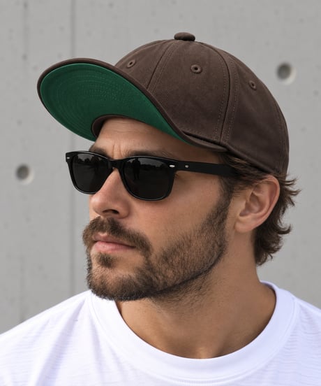 SOLID BRUSHED BULL DENIM TWILL CAP  (BROWN)