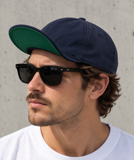 SOLID BRUSHED BULL DENIM TWILL CAP  (NAVY)