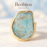 一点物｜淡い水色にひとめぼれ。自然の模様を閉じ込めたアマゾナイトリング｜Amazonite・Beobijou