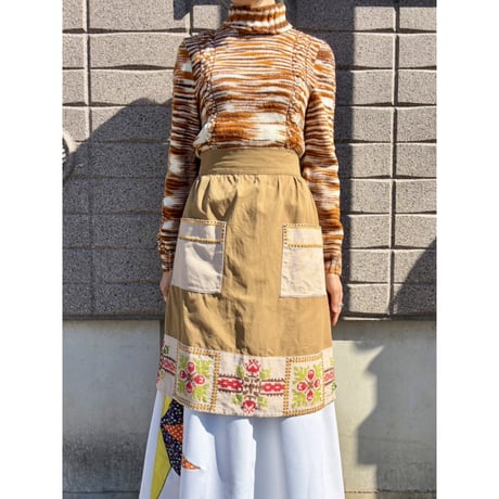 Vintage half apron / brown【01546】