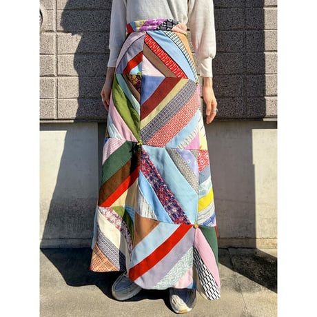70s Patchwork maxi skirt【01498】