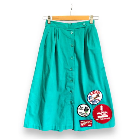 70s Green patch skirt【01491】