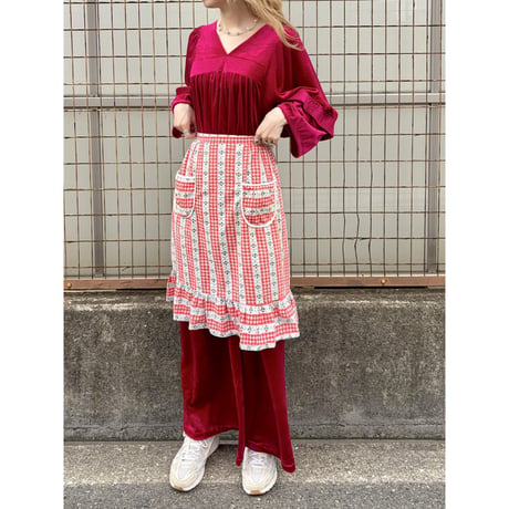 60s Velour maxi dress【01570】