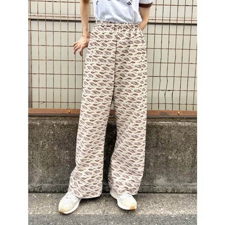 70s Brown geometric poly pants【01430】