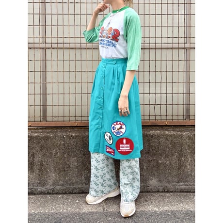 80s Green raglan sleeve tee【01503】