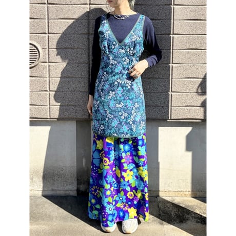 Vintage thermal top / Navy ribbon【01532】