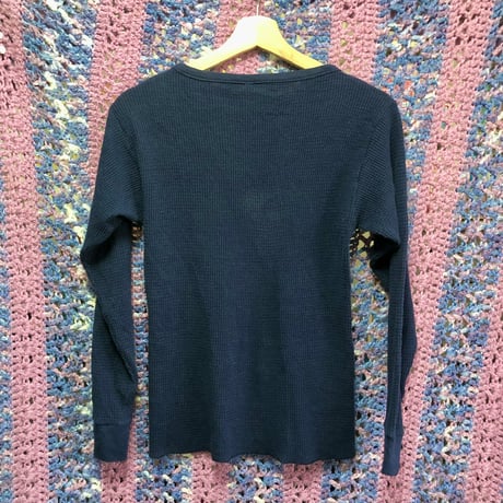 Vintage thermal top / Navy ribbon【01532】
