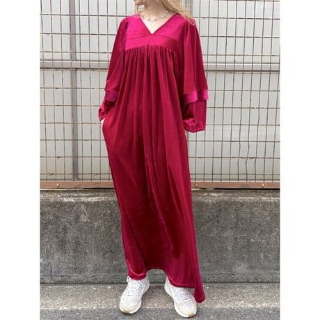 60s Velour maxi dress【01570】