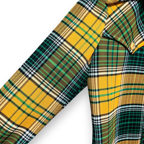 70s Plaid poly shirt / jacket【01602】