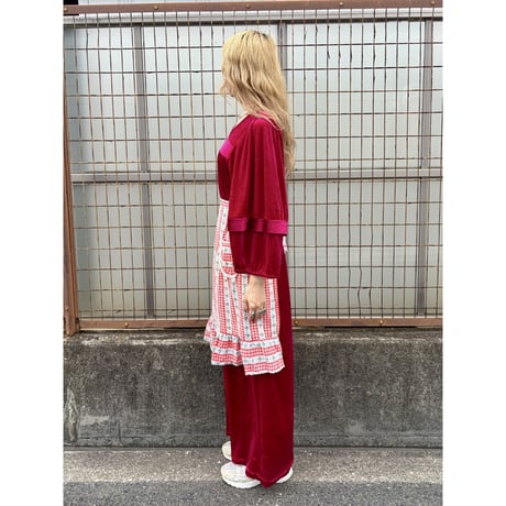 60s Velour maxi dress【01570】