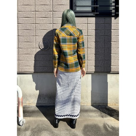 70s Dot maxi skirt【01603】
