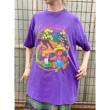90s tee ／ Purple Bear【01489】