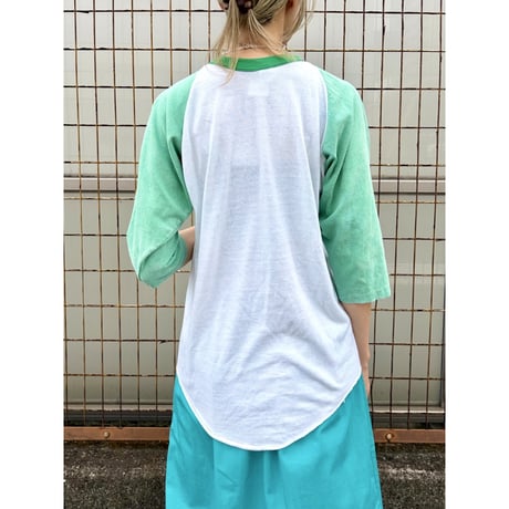 80s Green raglan sleeve tee【01503】