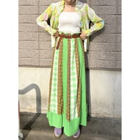 70s Green patchwork maxi skirt【01499】