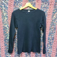 Vintage thermal top / Navy ribbon【01532】