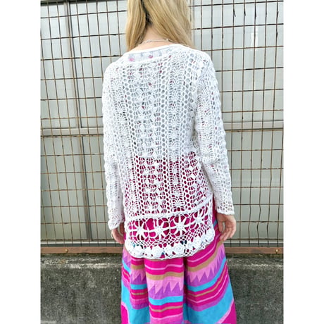 Vintage crochet longsleeve top【01537】