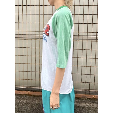 80s Green raglan sleeve tee【01503】