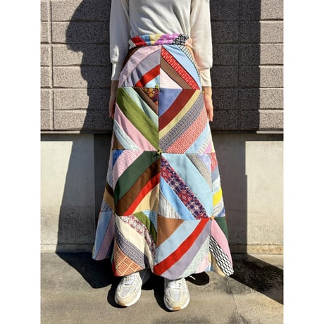 70s Patchwork maxi skirt【01498】