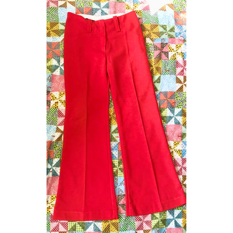 60-70s Red flare pants【01585】