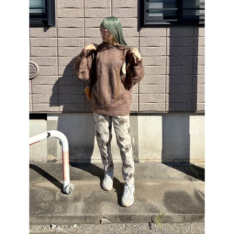 Brown design mohair knit sweater【01339】