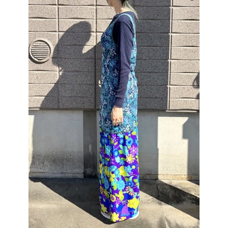 Vintage blue floral lingerie dress【01519】