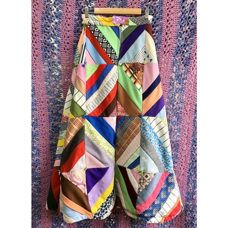 70s Patchwork maxi skirt【01498】