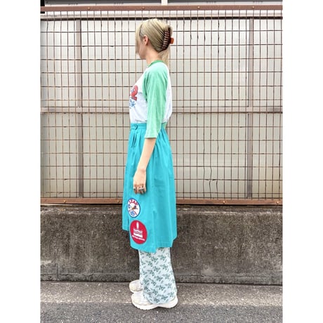 70s Green patch skirt【01491】