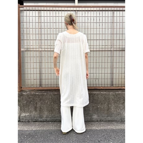 Vintage front button white dress【01450】