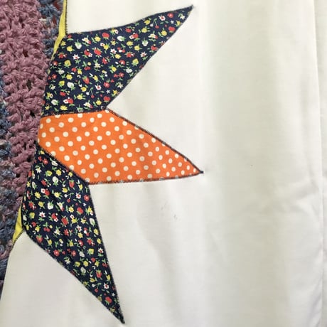 70s Polyester patchwork maxi skirt【01583】