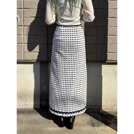 70s Dot maxi skirt【01603】