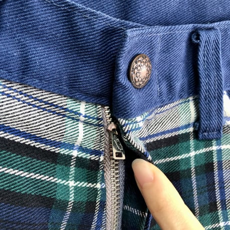 80s Plaid flare pants【01589】