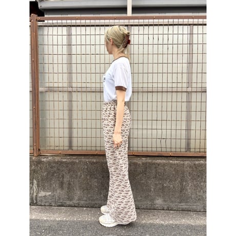 70s Brown geometric poly pants【01430】