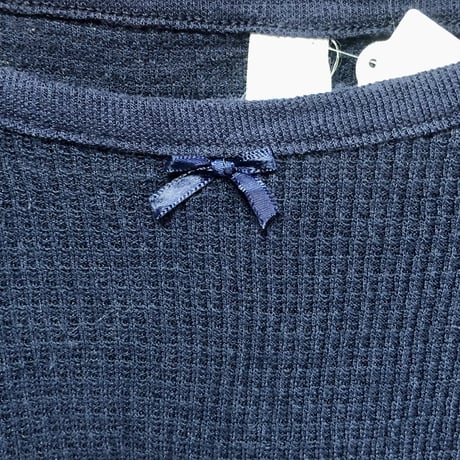 Vintage thermal top / Navy ribbon【01532】