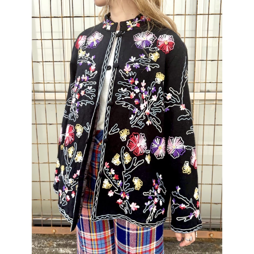 Vintage floral embroidered Jacket【01577】 | Vint