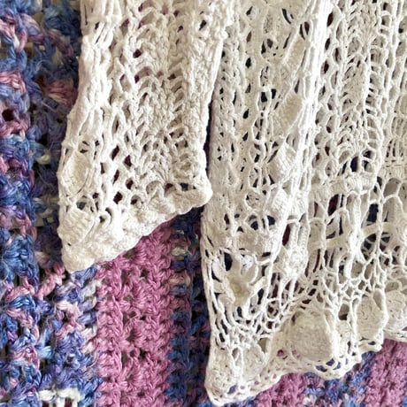 Vintage crochet longsleeve top【01537】