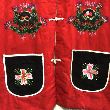 70-80s China red patchwork vest【01251】