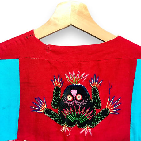 70-80s China red patchwork vest【01251】
