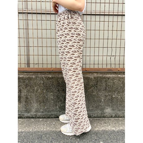 70s Brown geometric poly pants【01430】