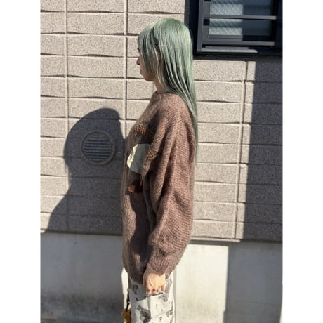 Brown design mohair knit sweater【01339】
