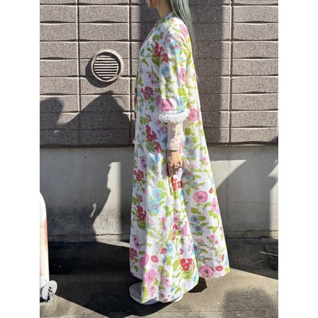 70s Stella Fagin Floral maxi dress【01611】