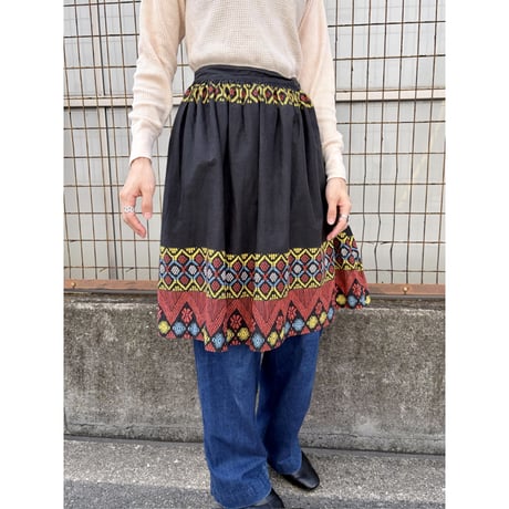 Vintage black midi skirt【01481】