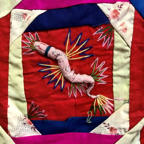 70-80s China red patchwork vest【01251】
