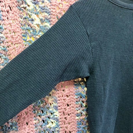 Vintage thermal top / Navy ribbon【01532】