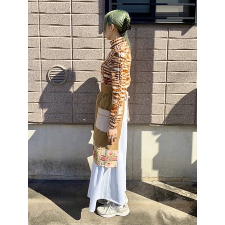 70s Polyester patchwork maxi skirt【01583】