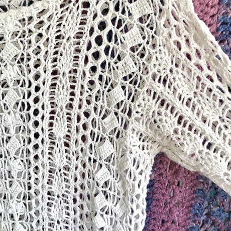 Vintage crochet longsleeve top【01537】