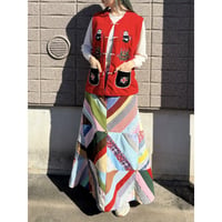 70s Patchwork maxi skirt【01498】