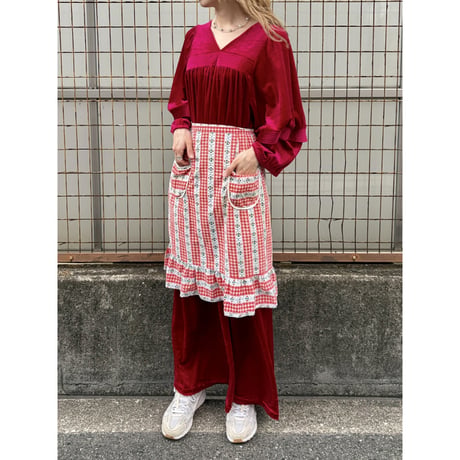 Vintage half apron / gingham【01545】