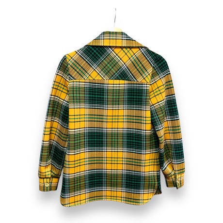 70s Plaid poly shirt / jacket【01602】